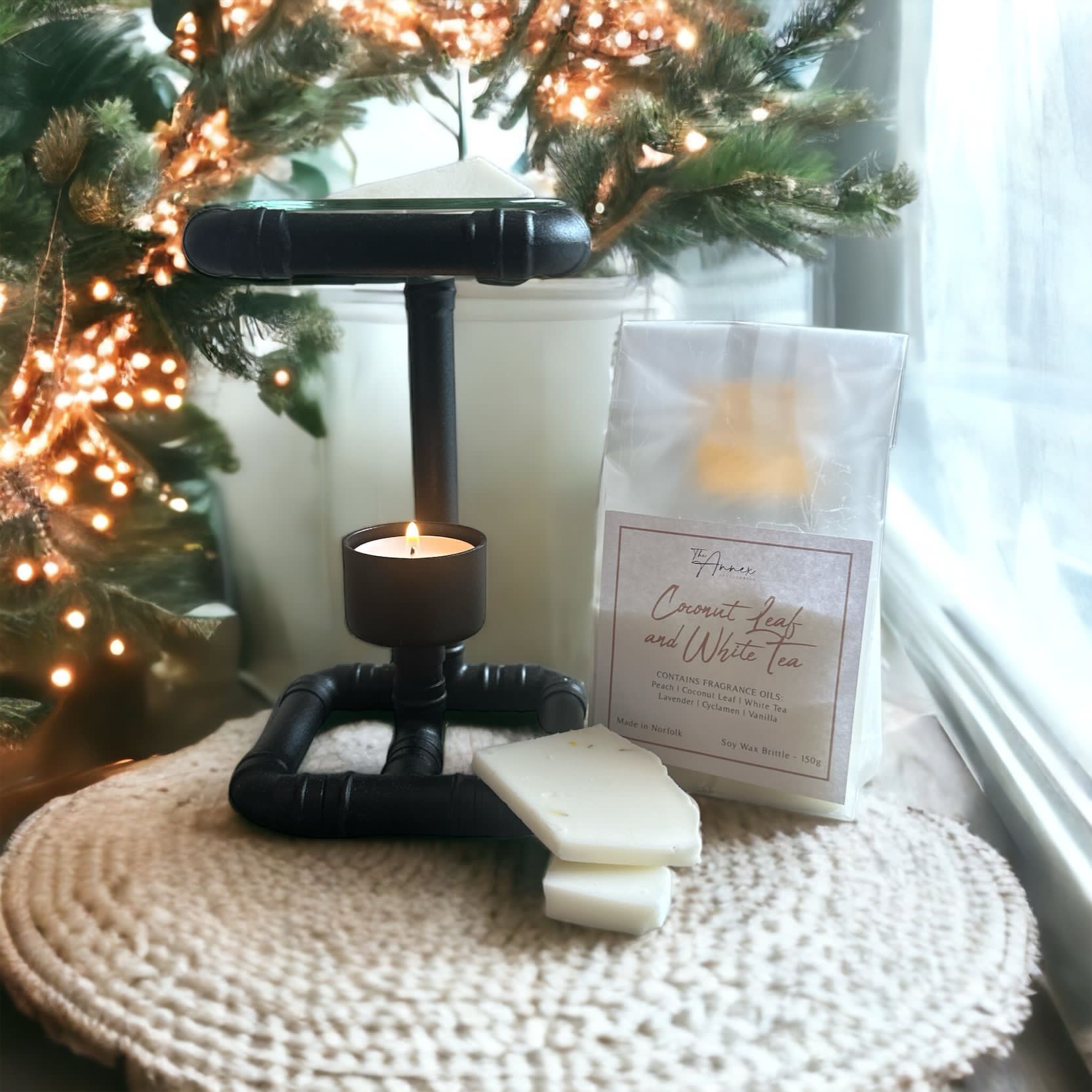 COPPER PIPE FREESTANDING WAX BURNER WITH FREE WAX BRITTLE Annex